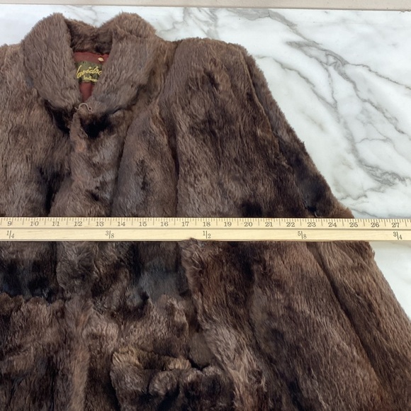 Davidson's Indiana Vintage Real Fur Poncho Coat Jacket Womens Size OS Brown Soft - Picture 12 of 13